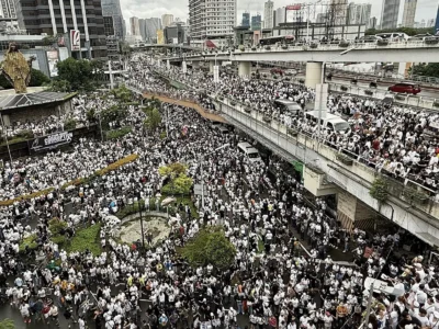 The Trillion Peso March. Protesters march down the EDSA Shrine in Quezon City fighting against the corruption in the Philippines government and flood control projects, September 21 2025.